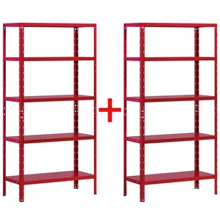 Regał półkowy 1+1 GRATIS, 1800x900x400 mmmm, 5 półek, nośność półki 70 kg, czerwony - Szafy i regały magazynowe - miniaturka - grafika 1