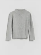 Swetry dla dziewczynek - Reserved - Gładki sweter z wiskozy - jasnoszary - miniaturka - grafika 1