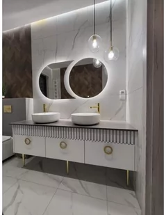 Nowoczesne lustro łazienkowe w dwóch częściach z podświetleniem - APOLLO LED, Wymiary: 50x110 (średnica koła Fi50) - Lustra Nowoczesne lustro łazienkowe w dwóch częściach z podświetleniem - APOLLO LED, Wymiary: 50x110 (średnica koła Fi50) - Lustra - miniaturka - grafika 1