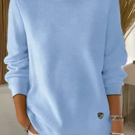 Swetry damskie - TEMU Damski Lekki Miękki Sweter - Luźny Sweter z Długim Rękawem i Okrągłym Dekoltem, Miękki Elastyczny Materiał z Minimalistycznym Kwiatowym Wzorem, - miniaturka - grafika 1