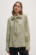 Koszule damskie - Tommy Hilfiger koszula damska kolor żółty relaxed z wiązanym dekoltem WW0WW42294 - miniaturka - grafika 1