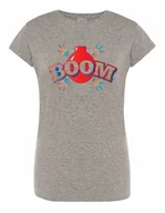 Koszulki i topy damskie - T-Shirt damski kolorowy nadruk BOOM r.M - miniaturka - grafika 1
