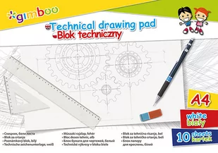 GIMBOO Blok techniczny A3 10 kart 150gsm biały - Szkolne artykuły papiernicze - miniaturka - grafika 2