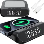 Ładowarki do telefonów - ŁADOWARKA BUDZIK BEZPRZEWODOWA ZEGAR ELEKTRONICZNY CYFROWY LED STOJĄCY - miniaturka - grafika 1
