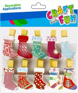 Craft With Fun, Ozdoba dekoracyjna klamerki, Skarpety Boże Narodzenie, 501909 - Zabawki kreatywne - miniaturka - grafika 1