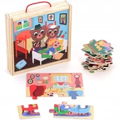 Puzzle - Vilac Puzzle 4x9 el. Złotowłosa i Trzy Niedźwiadki +2 - miniaturka - grafika 1
