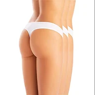 Majtki damskie - Teyli Damskie stringi tanga z bambusa, 3 sztuki w opakowaniu, biały, XS - miniaturka - grafika 1