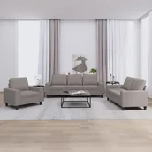 Sofy i kanapy - 3-częściowy komplet wypoczynkowy, kolor taupe, obity tkaniną - miniaturka - grafika 1