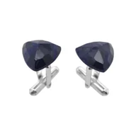 Spinki do mankietów i krawatów - Spinki do koszuli Szafir niebieski (S1090) Srebrne [925] - miniaturka - grafika 1