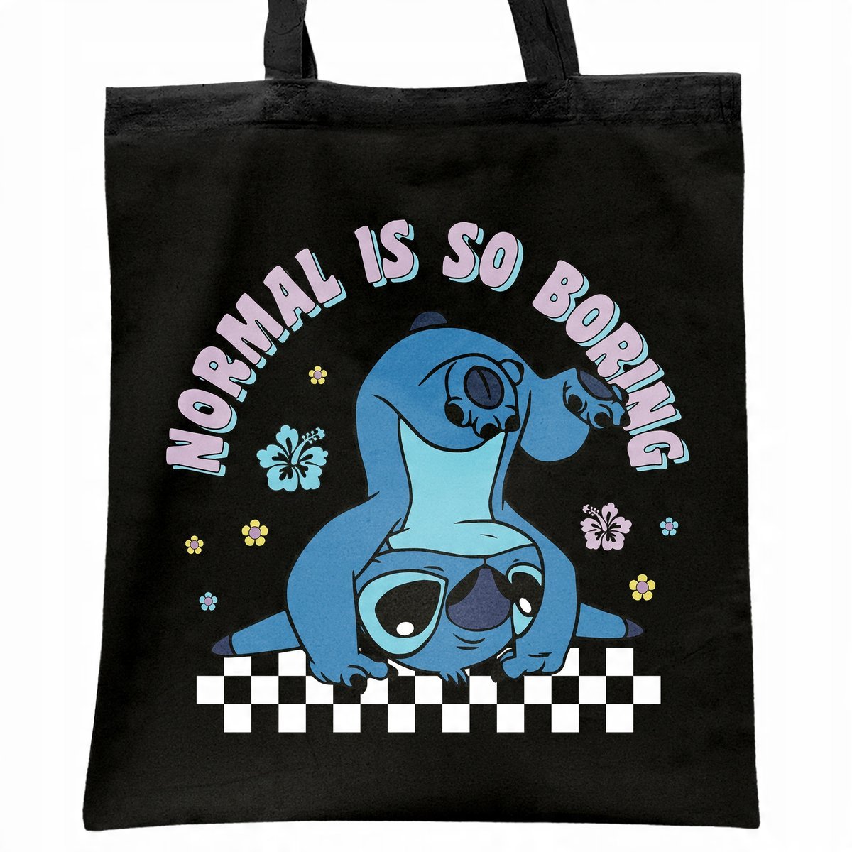 Torba bawełniana czarna na zakupy Stitch Lilo i Stich Dla Fanów