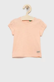 Koszulki dla dziewczynek - Benetton United Colors of United Colors of t-shirt bawełniany dziecięcy kolor pomarańczowy - grafika 1