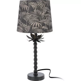 Lampa stołowa z kloszem abażurem stojąca nocna lampka liście czarna złota 49x22 cm kod: O-569175 - Lampy stojące - miniaturka - grafika 1