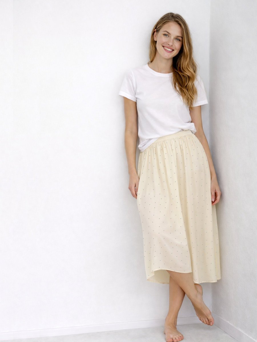 Spódnica plisowana S kremowy