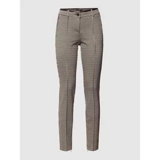 Spodnie damskie - Spodnie materiałowe o kroju slim fit w pepitkę model Rhona - Cambio - grafika 1