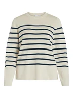 Swetry damskie - Vila Sweter w kolorze kremowo-granatowym - miniaturka - grafika 1