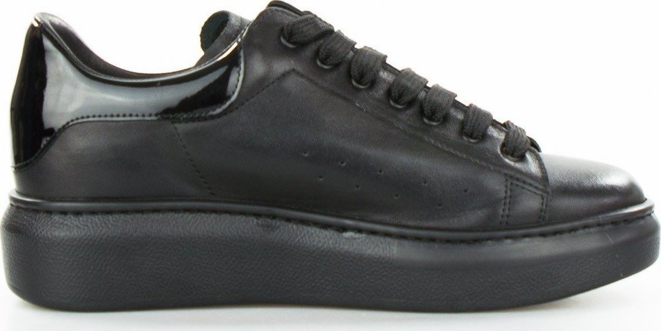 Sempre Sneakersy skórzane ze wstawką czarne Sempre-37