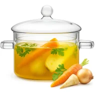 Zestawy garnków i patelni - Zestaw szklanych garnków 1,3l z pokrywką żaroodpornych 14 cm 2 szt - miniaturka - grafika 1