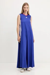 adidas sukienka House of Tiro kolor niebieski maxi rozkloszowana JW6819 - Sukienki - miniaturka - grafika 1