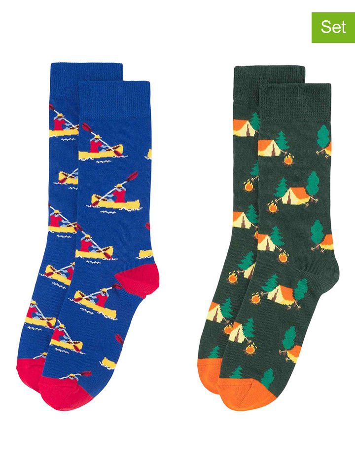 Happy Socks Skarpety (2 pary) w kolorze zielono-niebieskim