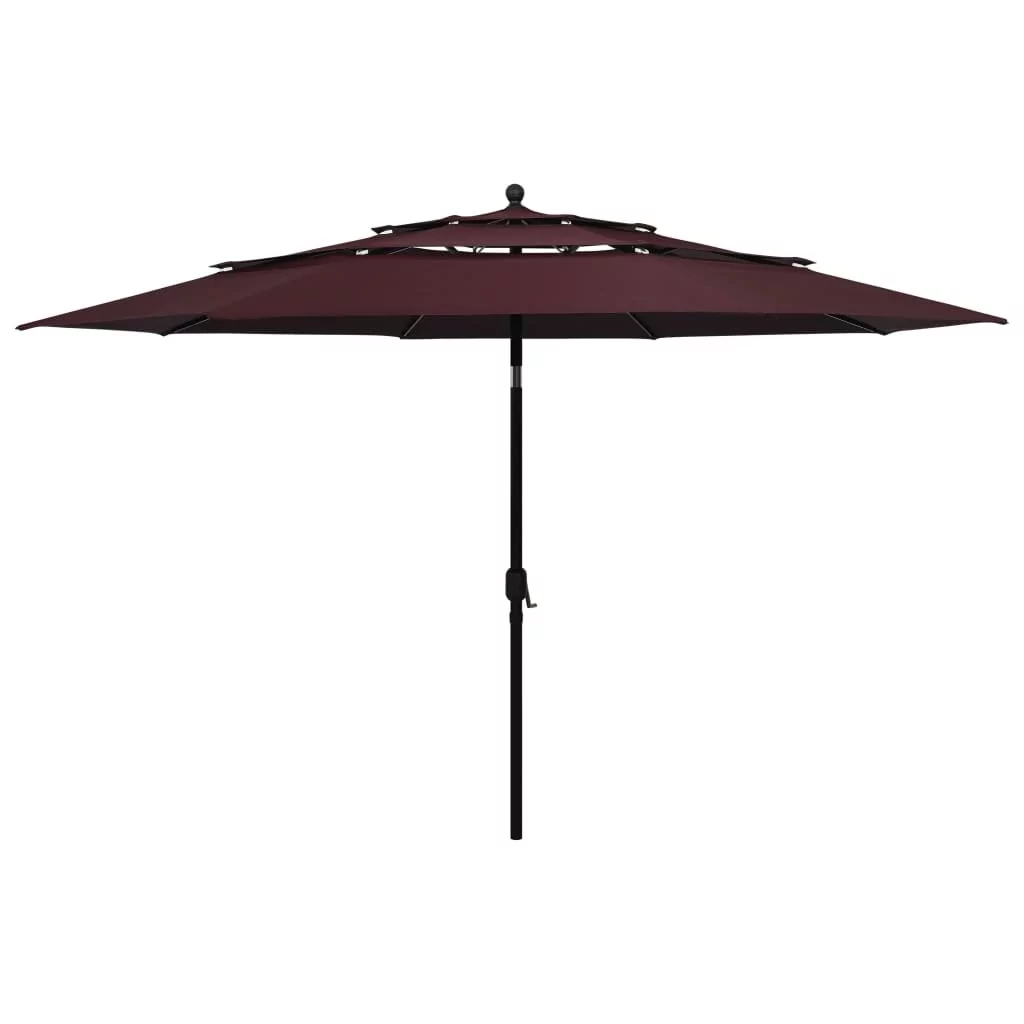 vidaXL 3-poziomowy parasol na aluminiowym słupku, bordowy, 3,5 m vidaXL