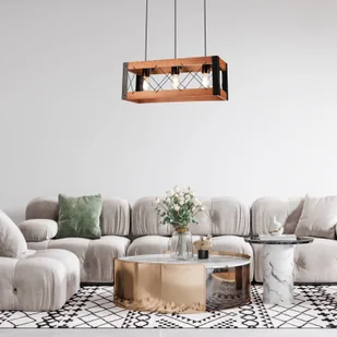 Lampa wisząca Envostar Lee drewno/czarny 3-punktowa - Lampy sufitowe - miniaturka - grafika 1