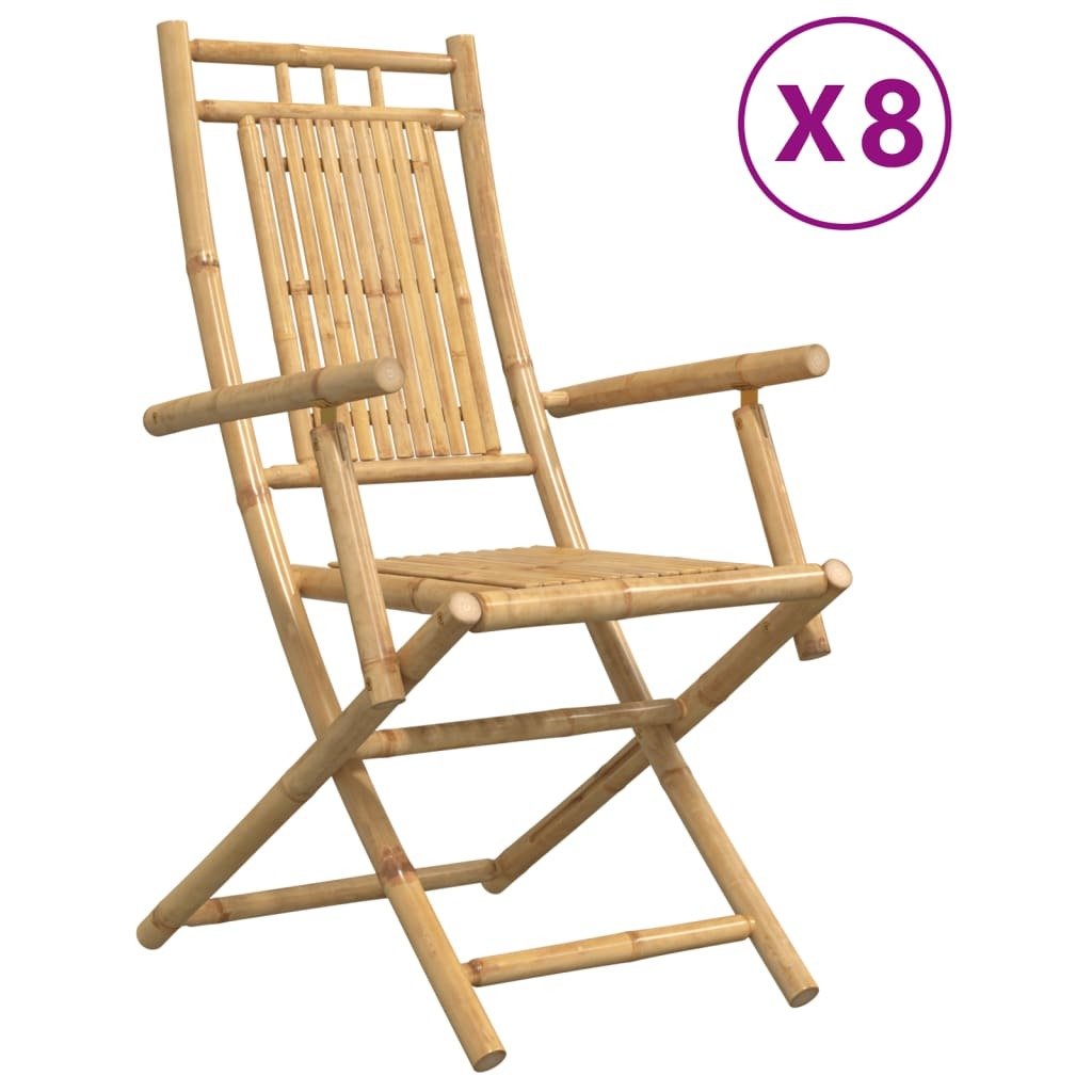 vidaXL Krzesła ogrodowe 8 szt. Składane 53x66x99 cm Bambus