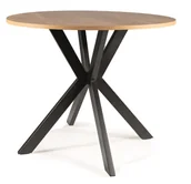 Stoły - Stół okrągły TALIA II blat kolor dąb, stelaż czarny MAT FI 90 - miniaturka - grafika 1