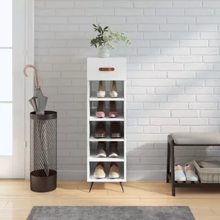 vidaXL Szafka na buty, biała, 30x35x105 cm, materiał drewnopochodny - Skrzynie ogrodowe - miniaturka - grafika 1