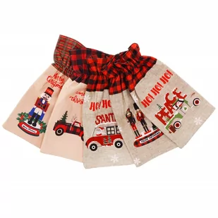 Pokrowiec na butelkę świąteczne etui na wino beżowo-czerowne - Ozdoby bożonarodzeniowe - miniaturka - grafika 1