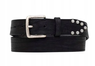 PEPE JEANS PASEK SKÓRZANY MĘSKI LEROY CZARNY Z DŻETAMI 100 AWE - Paski - miniaturka - grafika 1