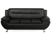 Sofy i kanapy - Beliani Sofa skóra ekologiczna trzyosobowa czarna LEIRA - miniaturka - grafika 1