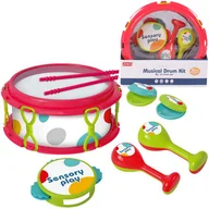 Instrumenty muzyczne dla dzieci - Zestaw Muzyczny Dla Dzieci Bębenek Instrumenty Tamburyn, Marakasy, Kastaniety - miniaturka - grafika 1
