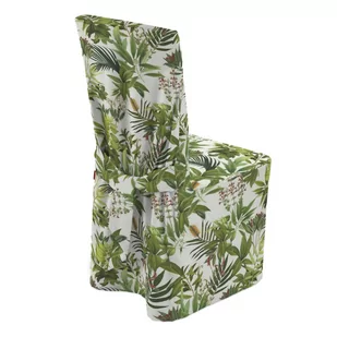 Dekoria pl pl Sukienka na krzesło zielono-czerwona rośliność na białym tle 45 × 94 cm Tropical Island 580-143-69 - Pokrowce na meble - miniaturka - grafika 1