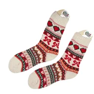 Skarpetki męskie - Skarpetki damskie angora termiczne ciepłe czerwone zimowe wzory 39-42 - miniaturka - grafika 1