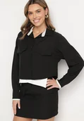 Komplety damskie - Czarny Komplet Koszula i Spódnica z Imitacją Kieszeni Zensedi - miniaturka - grafika 1