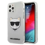 Etui i futerały do telefonów - Karl Lagerfeld Choupette Head Glitter - Etui iPhone 12 / iPhone 12 Pro (Silver) - miniaturka - grafika 1