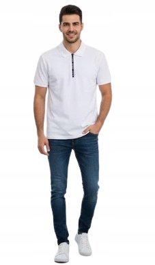 Guess Biała Koszulka Polo Męska Bawełniana z Krótkim Rękawem XXL Gna