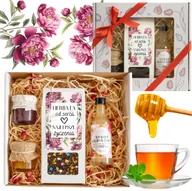 Herbata - Kosz Prezentowy na Urodziny Imieniny Herbata Miód Konfitura Syrop Imbirowy - miniaturka - grafika 1