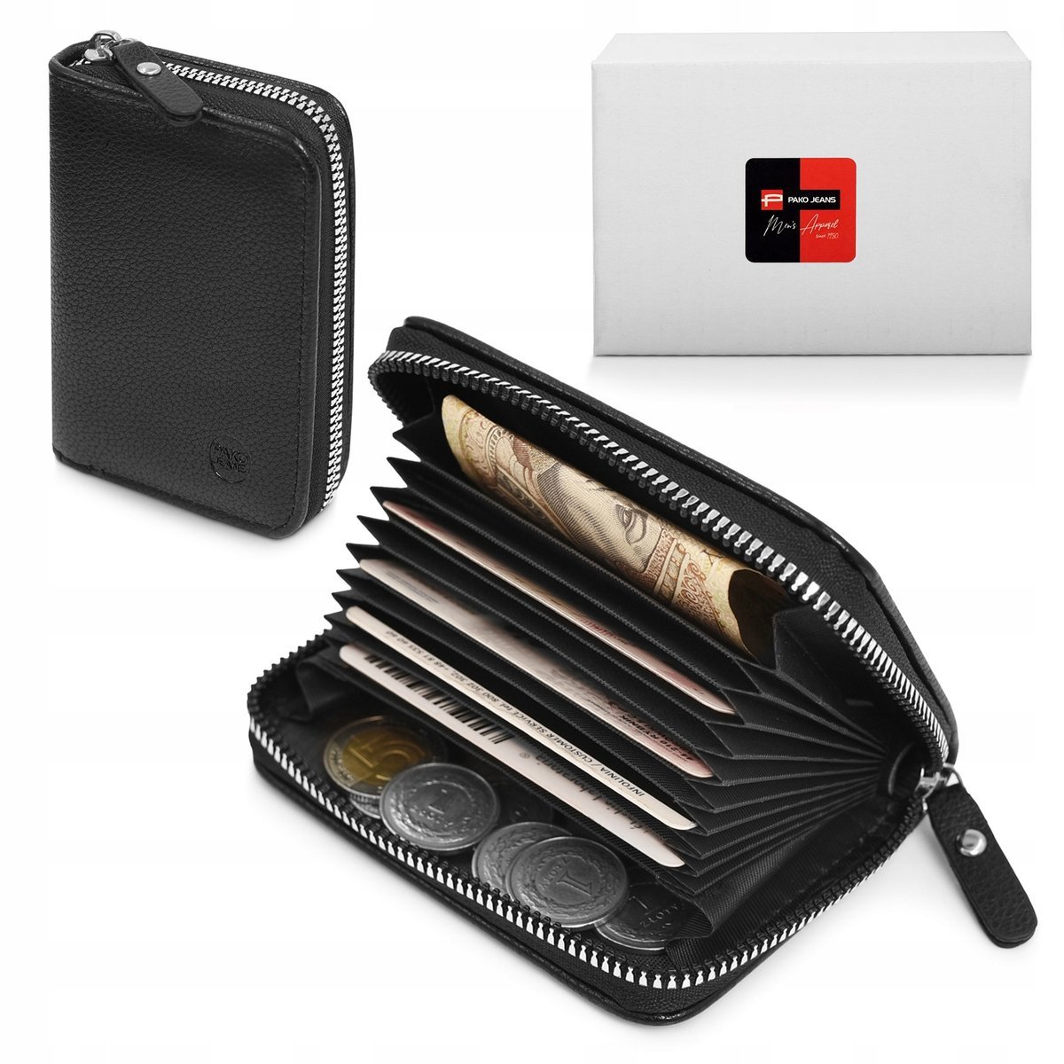 Portfel Etui Organizer na karty Pako Jeans Mały Kieszonkowy i Pojemny