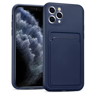 Etui na telefon komórkowy Apple iPhone 11 Pro Max silikonowe etui ochronne z kieszenią na kartę Slim Wallet Case, niebieskie - Etui i futerały do telefonów - miniaturka - grafika 1