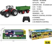 Samochody i pojazdy dla dzieci - Traktor Czerwony R/C Z Zieloną Naczepą - miniaturka - grafika 1