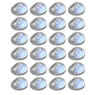 Solarne lampy ścienne LED do ogrodu, 24 szt., okrągłe, srebrne - Lampy ogrodowe - miniaturka - grafika 1