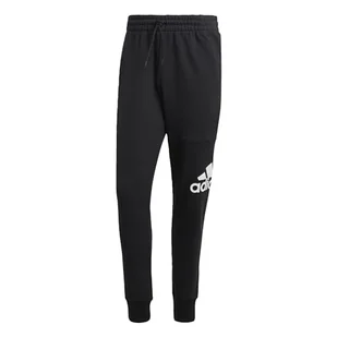 adidas Męskie spodnie Essentials French Terry zwężane mankiety z logo, XXS krótkie czarne/białe - Spodenki męskie - miniaturka - grafika 1