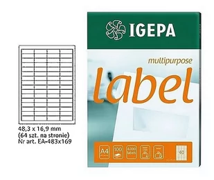Igepa 48,3*16,9mm etykiety (100ark.) - Etykiety do drukarek - miniaturka - grafika 1