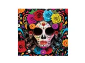 Halloween - Serwetki Meksykańska Czaszka na Halloween - 33 cm - 12 szt. - miniaturka - grafika 1