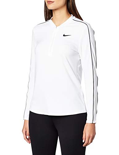 Nike Damski kort Dri-Fit 1/2-zamek błyskawiczny top tenisowy White/Black/Black/Black M