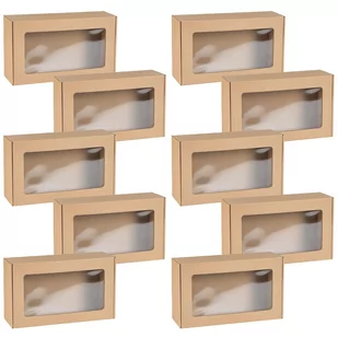 Prostokątne pudełko fasonowe z okienkiem, pudełko prezentowe 35x20x10 cm x10 - Zestawy upominkowe - miniaturka - grafika 1