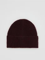 Czapki damskie - Reserved - Czapka beanie z domieszką wełny - mahoniowy - miniaturka - grafika 1