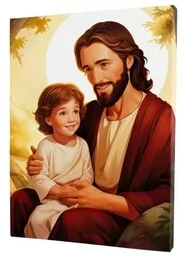 Obraz Pana Jezusa z Małym Chłopcem - Wiara Przez Oczy Dziecka - Ikony i obrazy sakralne Obraz Pana Jezusa z Małym Chłopcem - Wiara Przez Oczy Dziecka - Ikony i obrazy sakralne - miniaturka - grafika 1