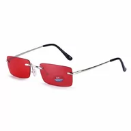Okulary przeciwsłoneczne - Okulary przeciwsłoneczne bezramkowe prostokątne Red/Silver w kat.1 SVM-18 - miniaturka - grafika 1